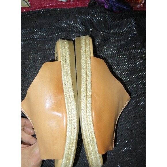 Chelsea + Crew Black Label Mel Tan Leather espadrille slide mules 38 or US 8 - Picture 7 of 12